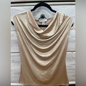 White House Black Market Gold Drape Shirt